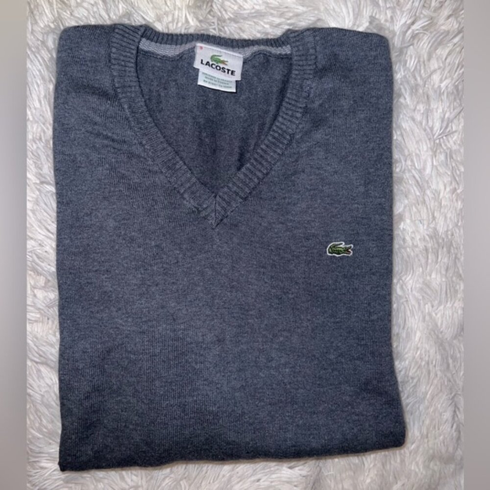 100% Cotton Lacoste Men's Gray Sweater